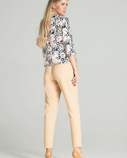 Chic Cuffed Blouse with Playful Cheese Neckline