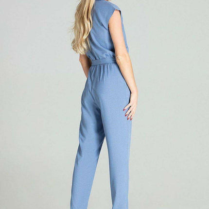Elegant Beige Sleeveless Jumpsuit with Dropped Shoulders and Stylish Waist Belt