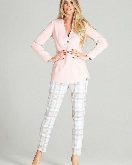 Chic Plaid Spring Jacket with Innovative Cheese Neckline