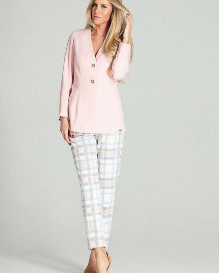 Chic Plaid Spring Jacket with Innovative Cheese Neckline