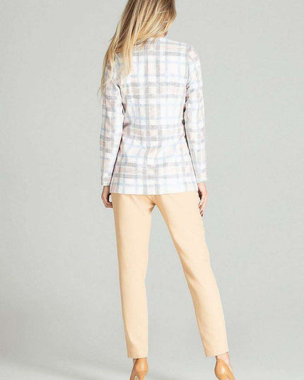 Chic Plaid Spring Jacket with Innovative Cheese Neckline