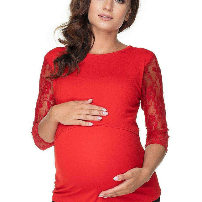 Elegant Lace Sleeve Nursing & Maternity Blouse