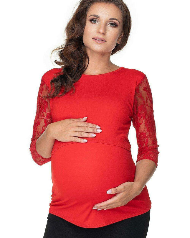 Elegant Lace Sleeve Nursing & Maternity Blouse