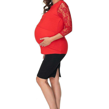 Elegant Lace Sleeve Nursing & Maternity Blouse