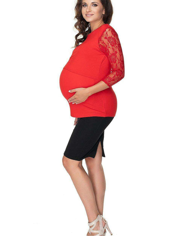 Elegant Lace Sleeve Nursing & Maternity Blouse