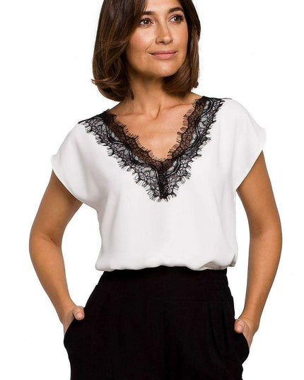 Lace Trim Sleeveless Blouse