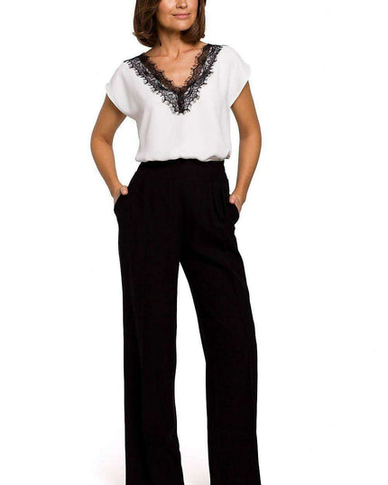 Lace Trim Sleeveless Blouse