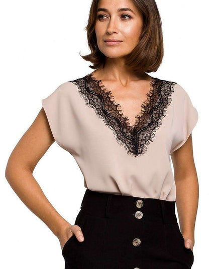 Lace Trim Sleeveless Blouse