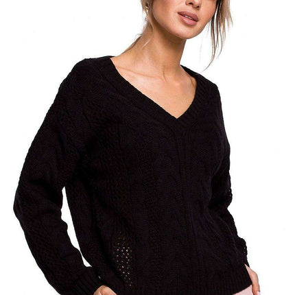 Elegant Openwork Plaid Knit Sweater
