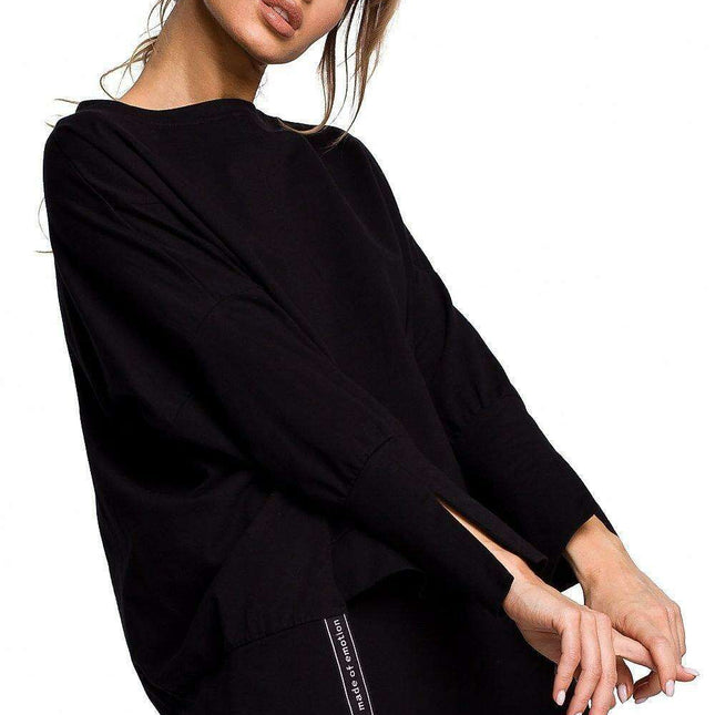 Stylish Side-Slit Mismatched Sweatshirt for Effortless Comfort