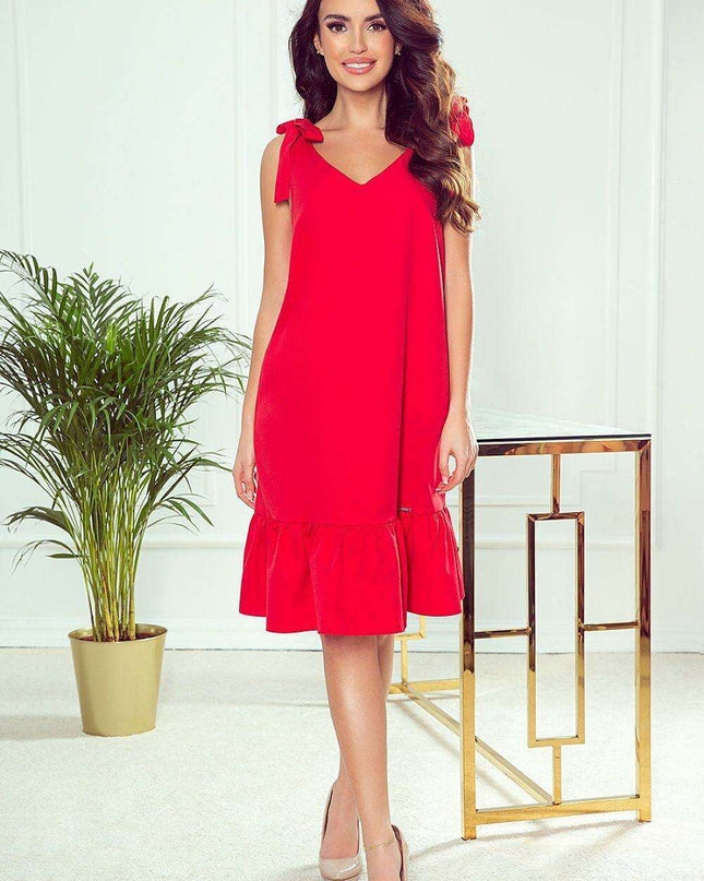 Elegant Ecru Daydress with Bowed Shoulders by Numoco