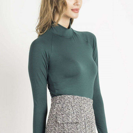 Elegant Lace Embellished Turtleneck Blouse For Women