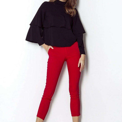 Chic Ruffled Blouse With Silver Accents Elegant Top