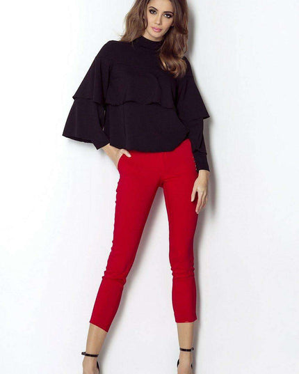 Chic Ruffled Blouse With Silver Accents Elegant Top