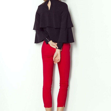 Chic Ruffled Blouse With Silver Accents Elegant Top