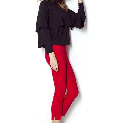 Chic Ruffled Blouse With Silver Accents Elegant Top