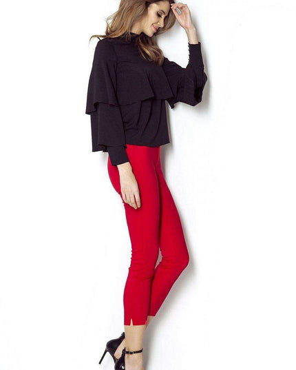 Chic Ruffled Blouse With Silver Accents Elegant Top