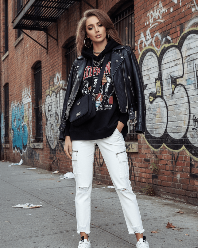 Chic Ruffled Blouse With Silver Accents Elegant Top