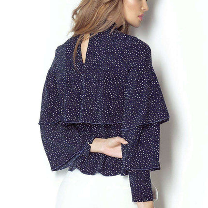 Chic Ruffled Blouse With Silver Accents Elegant Top