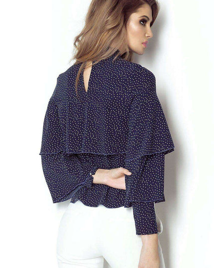 Chic Ruffled Blouse With Silver Accents Elegant Top