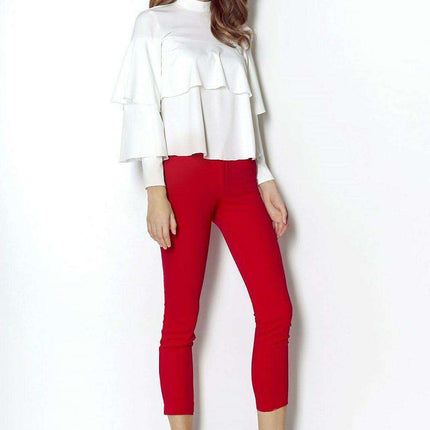 Chic Ruffled Blouse With Silver Accents Elegant Top