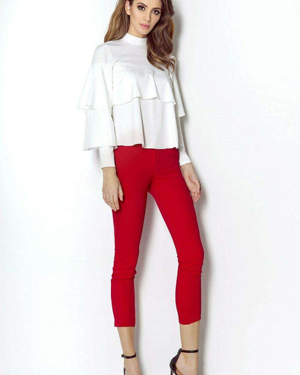 Chic Ruffled Blouse With Silver Accents Elegant Top