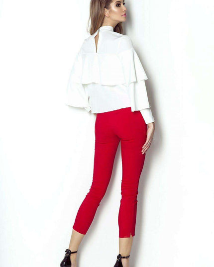 Chic Ruffled Blouse With Silver Accents Elegant Top