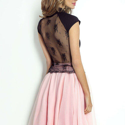 Elegant Lace Back Blouse With Standup Collar European Flair