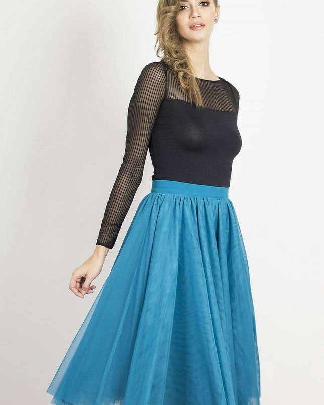 Elegant Two Layer Tulle Skirt with Adjustable Belt