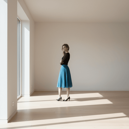 Elegant Two Layer Tulle Skirt with Adjustable Belt