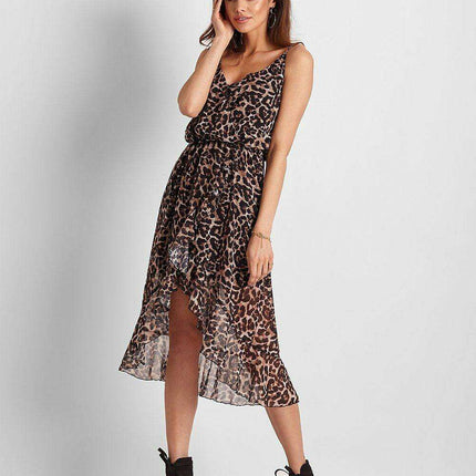Chic Leopard Print Chiffon Cocktail Dress Evening Wear