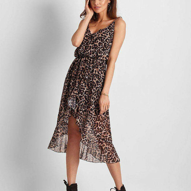 Chic Leopard Print Chiffon Cocktail Dress Evening Wear