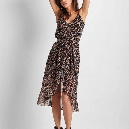 Chic Leopard Print Chiffon Cocktail Dress Evening Wear