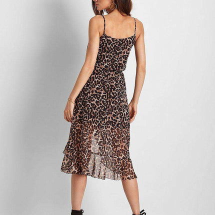 Chic Leopard Print Chiffon Cocktail Dress Evening Wear