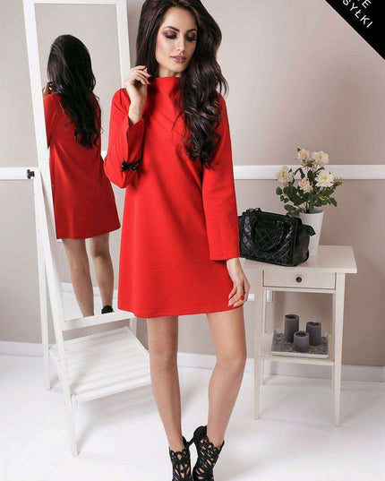 IVON Chic European Evening Dress With Satin Bow Sleeves