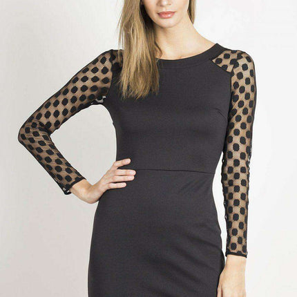 Elegant Pea Pattern Knit Evening Dress With Stitching