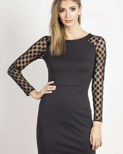 Elegant Pea Pattern Knit Evening Dress With Stitching