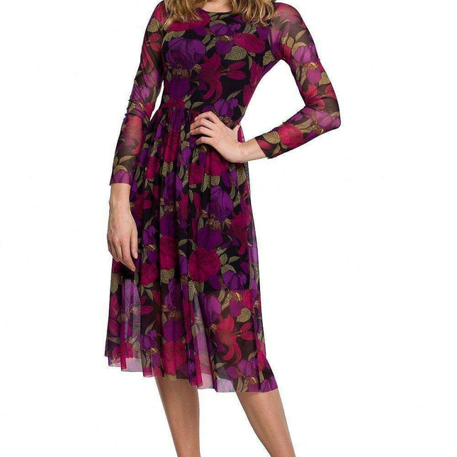 Elegant Floral Mesh Evening Gown