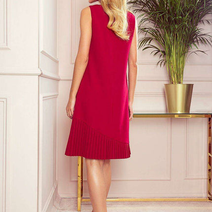 Asymmetrical Crimson Trapeze Dress - Made in Europe