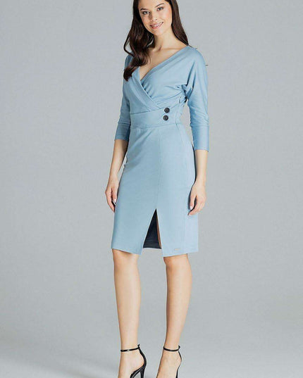 Elegant Black Midi Dress with Kimono Sleeves and Playful Front Slit