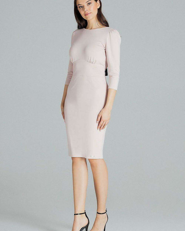 Elegant Black Stitched Midi Dress by Lenitif