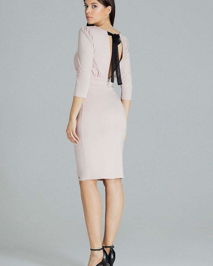 Elegant Black Stitched Midi Dress by Lenitif