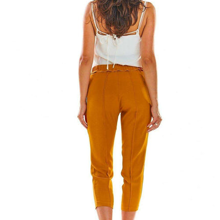 Elegant Ruffled Waist Cigarette Trousers