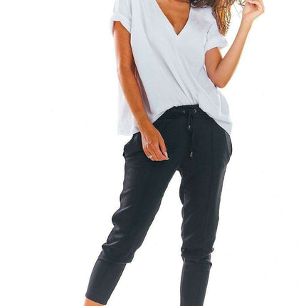 Elegant Ruffled Waist Cigarette Trousers