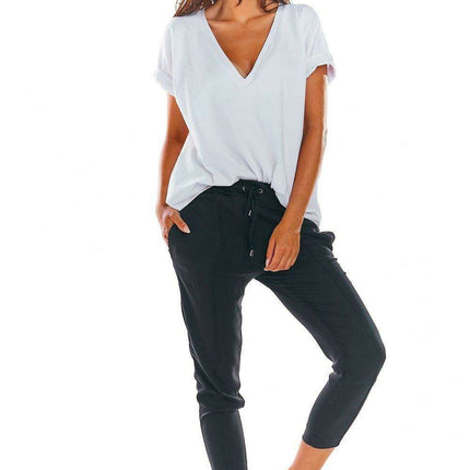 Elegant Ruffled Waist Cigarette Trousers
