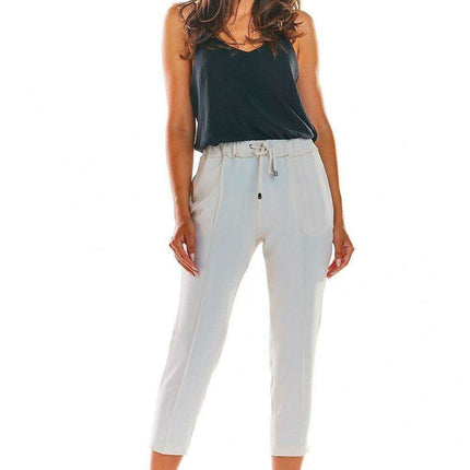 Elegant Ruffled Waist Cigarette Trousers