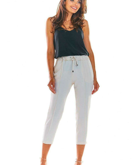 Elegant Ruffled Waist Cigarette Trousers