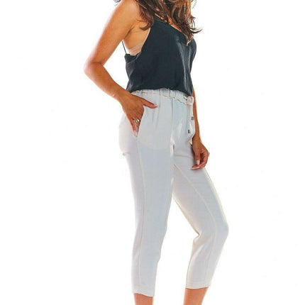 Elegant Ruffled Waist Cigarette Trousers