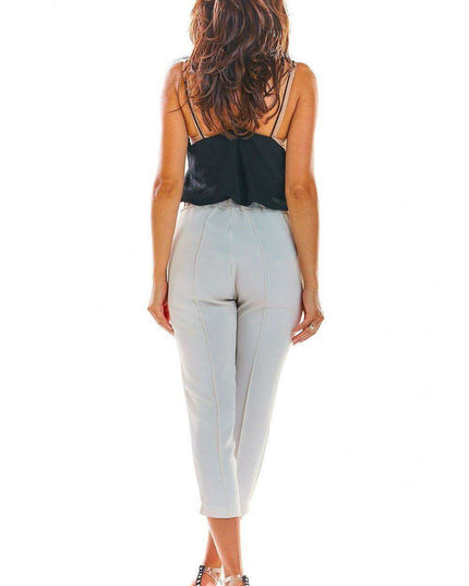 Elegant Ruffled Waist Cigarette Trousers
