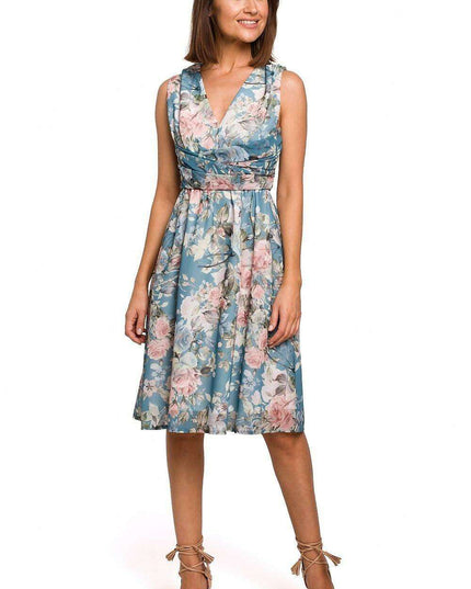 Chic Floral Chiffon Cocktail Gown